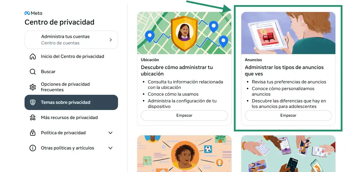 preferencias de anuncios facebook copia centro de privacidad meta